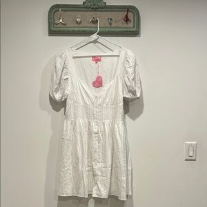 Brand New Sugar Thrillz White Puff Sleeve milkmaid mini Dress plus size xxl new